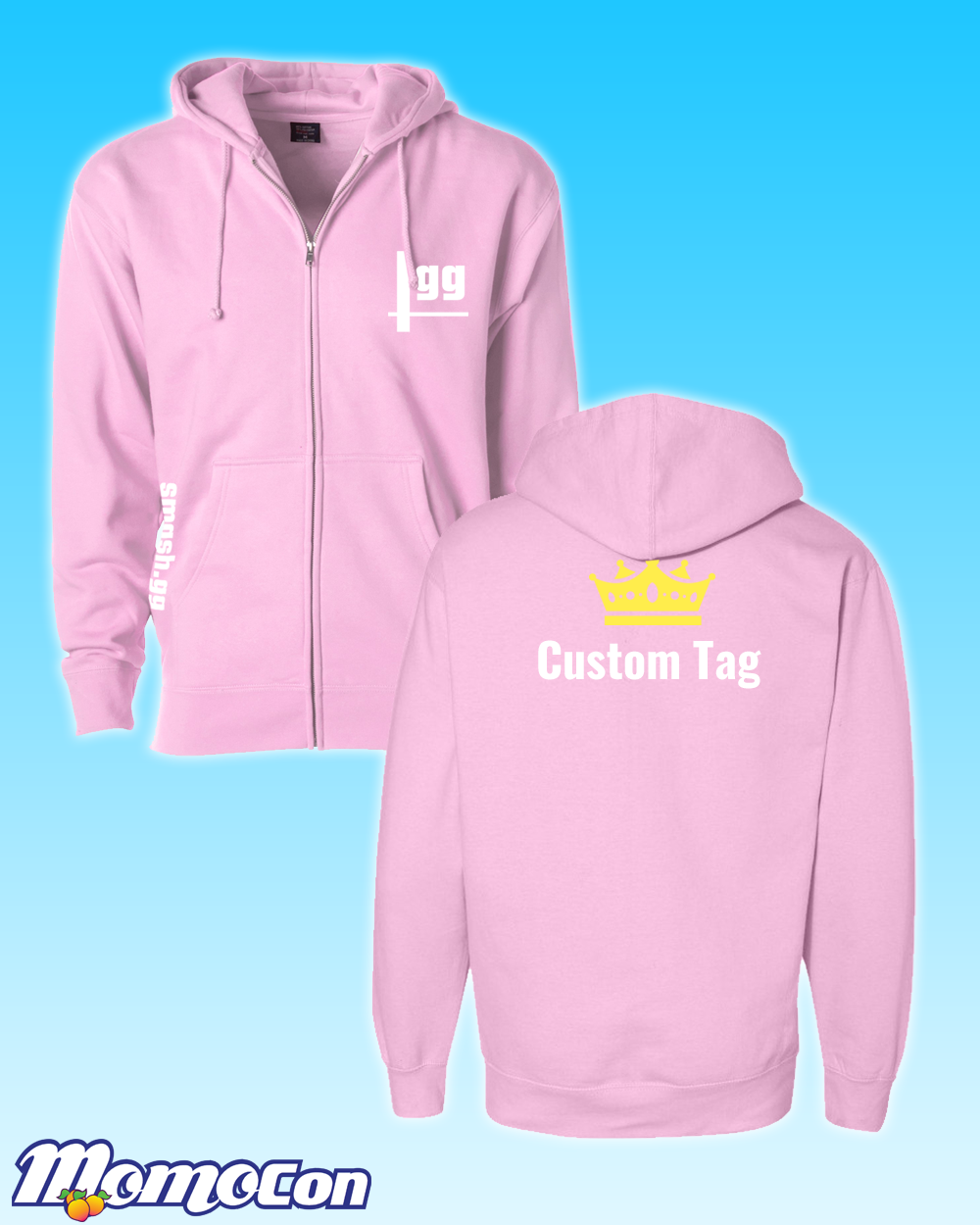 Custom Peach Smash.gg Zip-Up Hoodie
