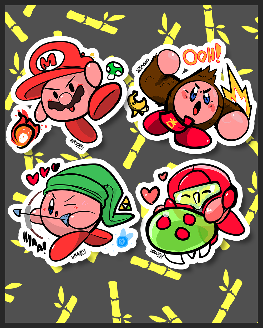 Mario, DK, Link & Samus Sticker Bundle (4" Each)
