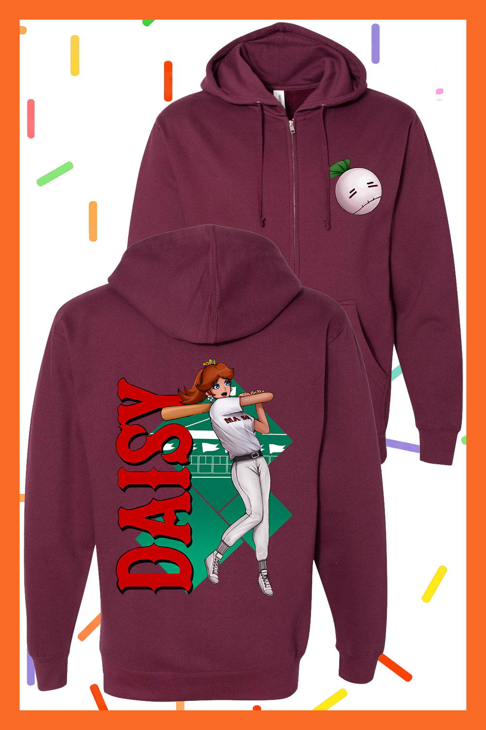 Stitchface Deluxe Zip Up Hoodie (Maroon)