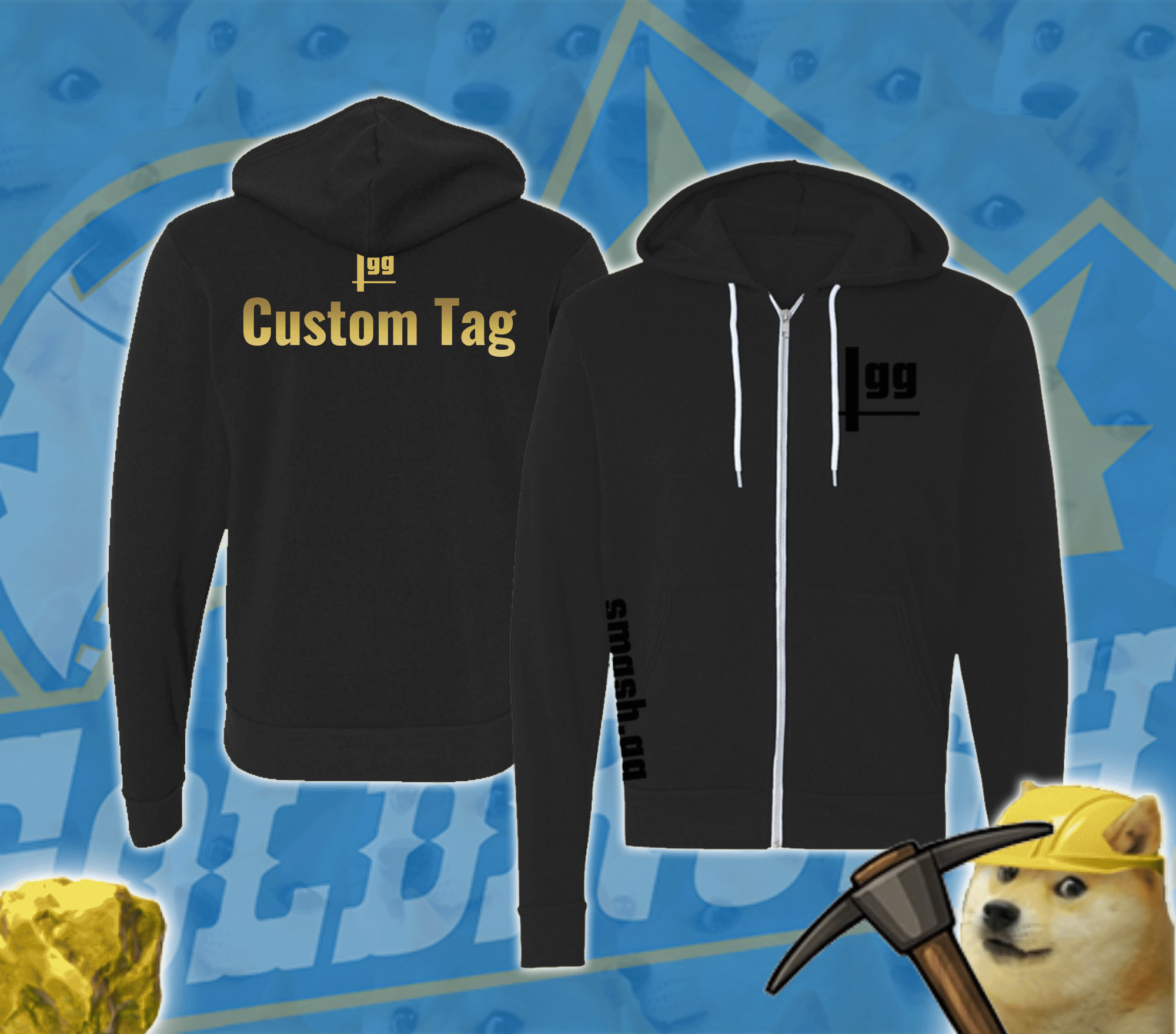 Custom Gold and Black Vinyl smash.gg Hoodie