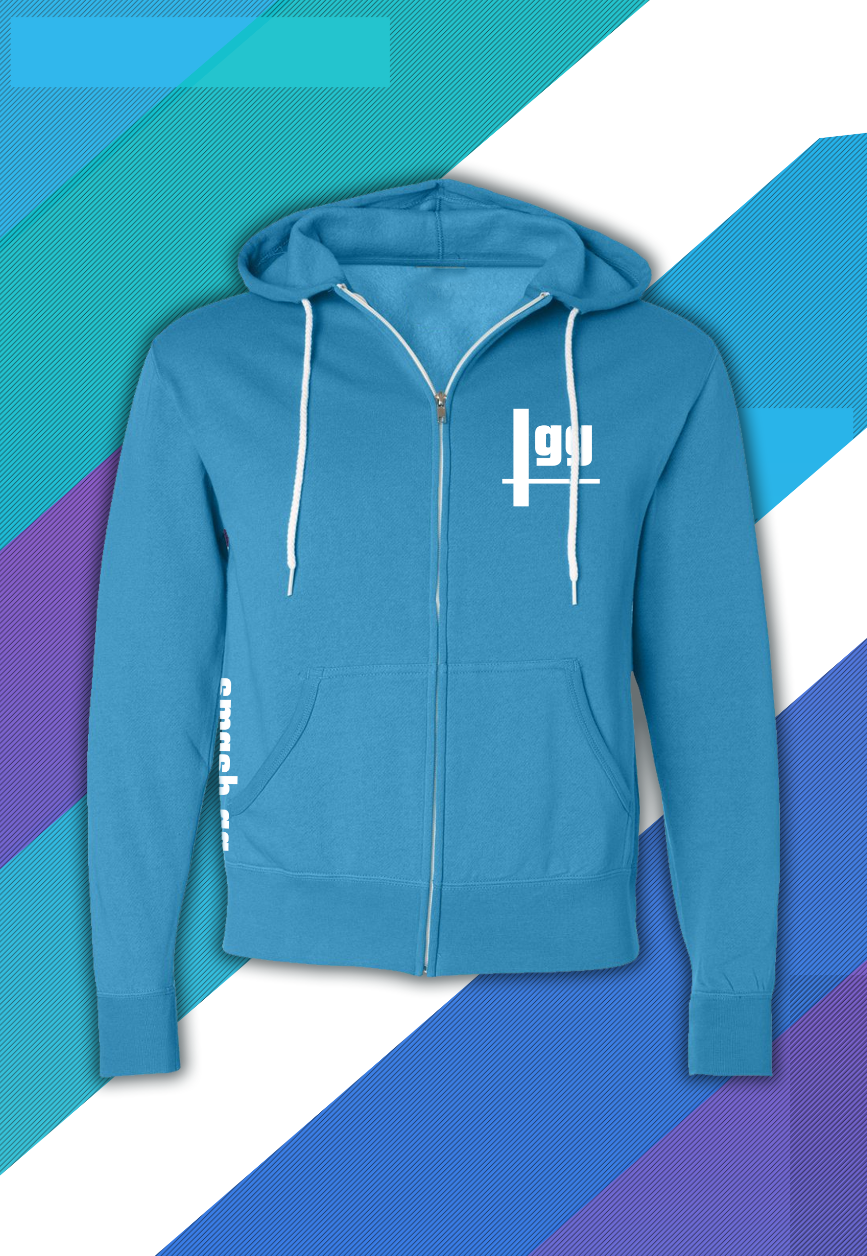 Turquoise Zip-Up smash.gg Hoodie