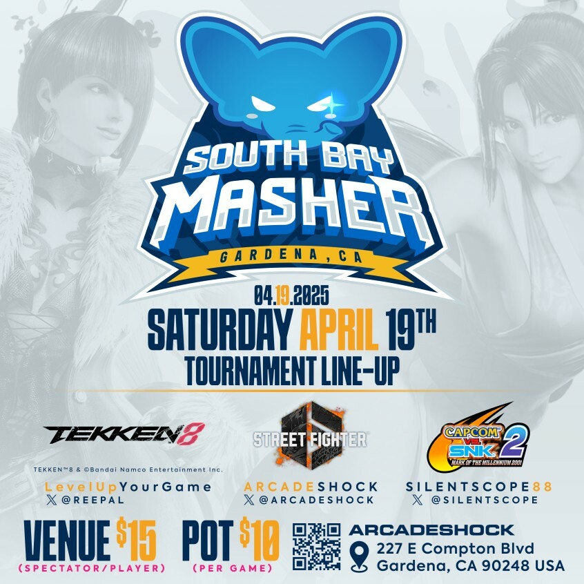 SOUTH BAY MASHER, APRIL 19TH FEAT. TEKKEN 8, STREET FIGHTER 6, CAPCOM VS SNK 2